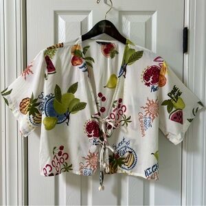 Club Z Collection Tropical Fruit Print 2 Piece Shorts/Cover-Up Set NWOT Large